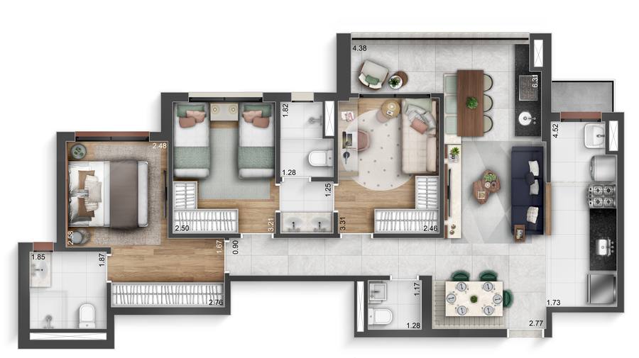 Planta 83m²